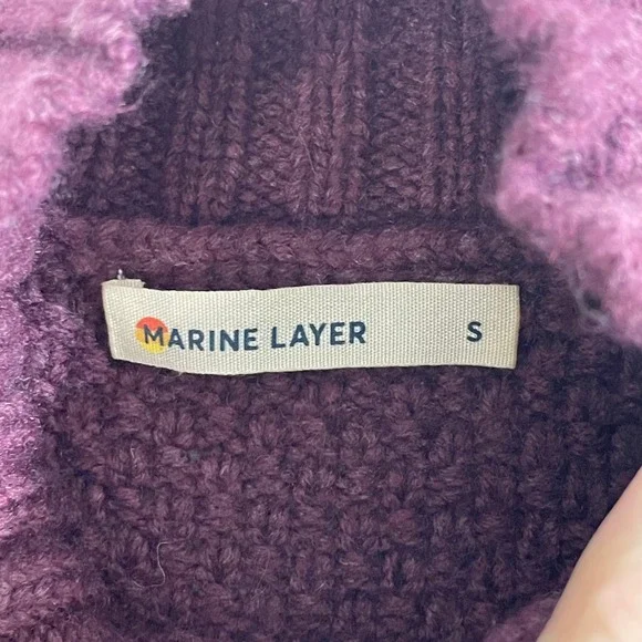 Marine Layer Julie‎ Turtleneck Sweater Burgundy Textured Knit Size Small FLAW - Picture 5 of 11